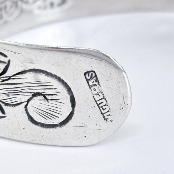 Vintage 1930s Mexico Vigueras Sterling Silver 925 Floral Cuff Bracelet 6.25" - Picture 5 of 9